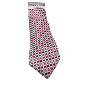 Perry Ellis Portfolio Geometric Pattern Silk Necktie, Red, OS